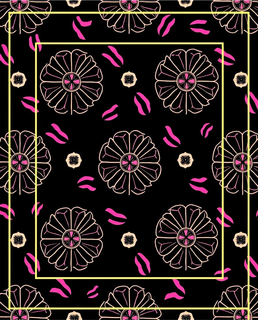 Floral And Lips Pattern Rug