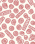 Crimson Swirls and Zigzag Rectangles Rug