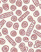 Crimson Swirls and Zigzag Rectangles Rug