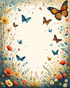 Vibrant Butterfly Floral Meadow Design Rug