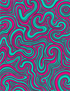 Abstract Swirls Pink Teal Pattern Rug