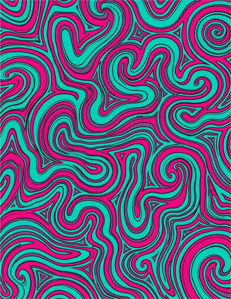 Abstract Swirls Pink Teal Pattern Rug