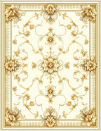 Ornate Floral Golden Cream Patterned Rug