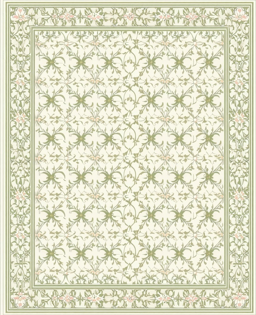 Pale Green Floral Vine Classic Rug