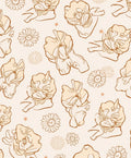 Retro Floral Blossom Line Art Rug