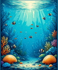 Vibrant Underwater Coral Reef Fish Pattern Rug