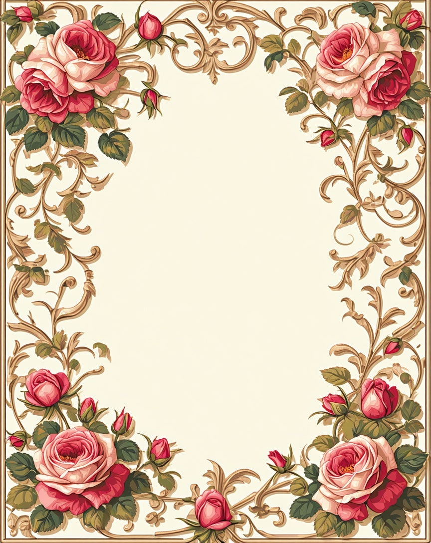 Vintage Floral Scrollwork Cream Rug