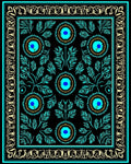 Turquoise Floral Medallion Pattern Rug