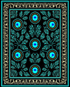 Turquoise Floral Medallion Pattern Rug