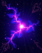 Cosmic Pink Lightning Starry Night Rug