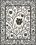 Black White Folk Art Woodland Creatures Rug