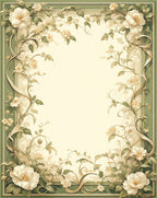 Elegant Floral Vine Cream Border Rug