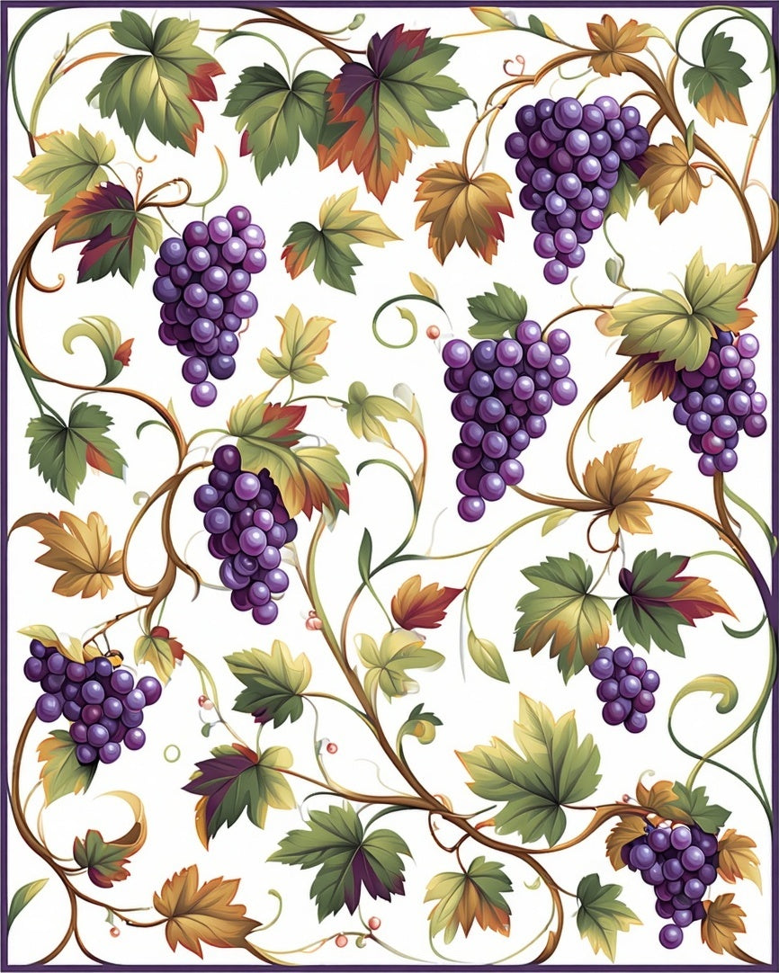 Vineyard Grape Cluster Pattern Design Rug