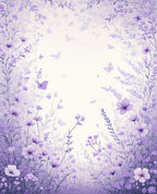 Purple Floral Meadow Butterfly Design Rug