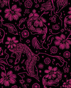 Pink Floral Serpent Outline Rug
