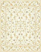 Regal Golden Floral Vine Pattern Rug