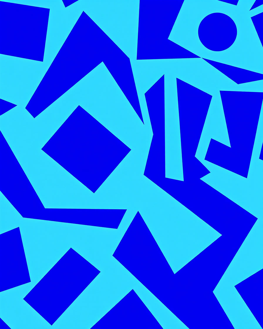 Bold Blue Geometric Arrangement Rug