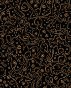 Dark Orange Outline Abstract Floral Patterns Rug