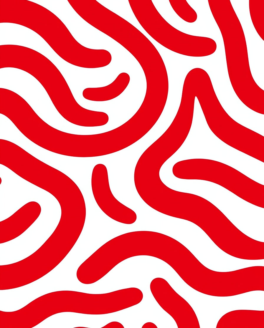 Bold Red Abstract Swirls Rug