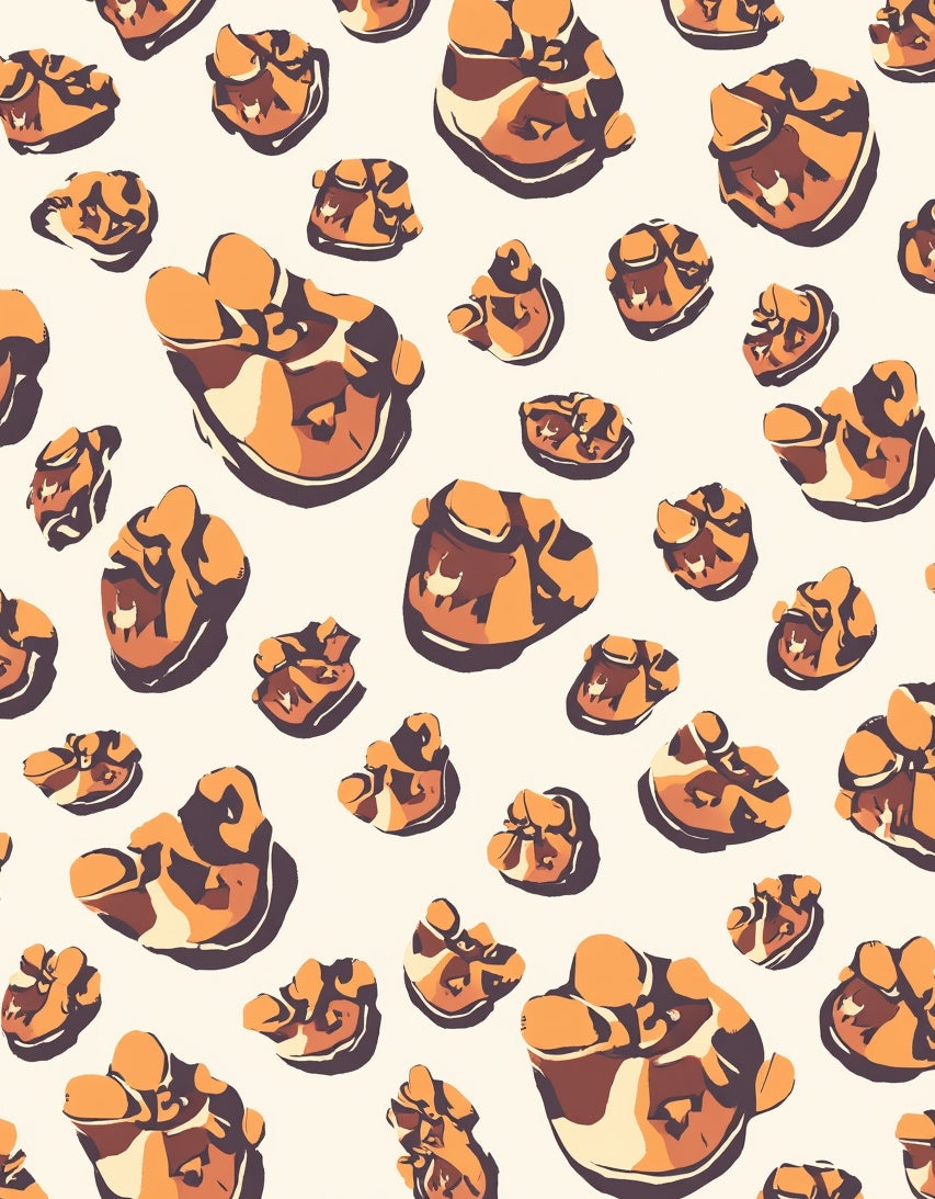 Golden Brown Abstract Pebble Pattern Rug