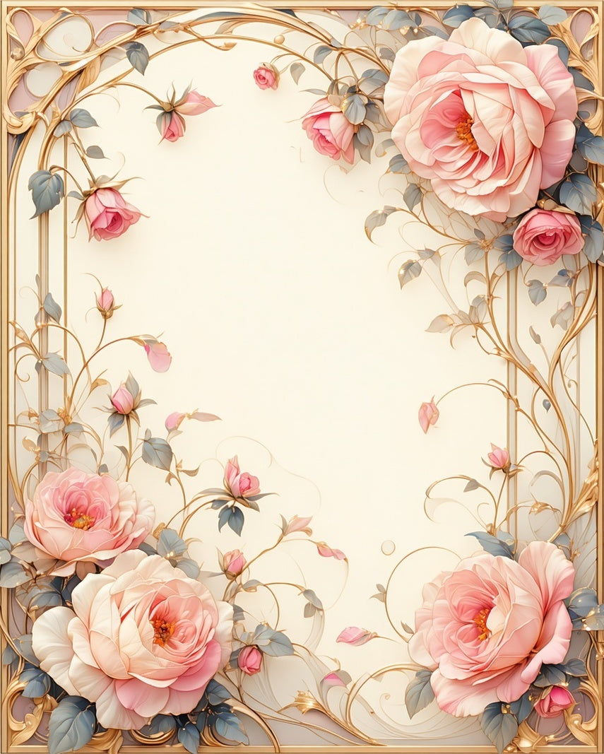 Elegant Floral Branches Pink Rose Rug