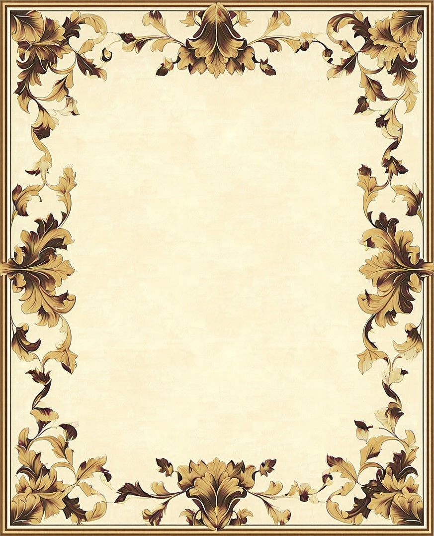 Ornate Floral Scroll Design Rug