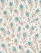 Botanical Line Art Floral Pattern Rug