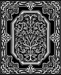 Ornate Black White Floral Pattern Rug