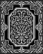Ornate Black White Floral Pattern Rug