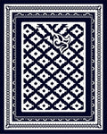 Ornate Lattice Border Geometric Rug