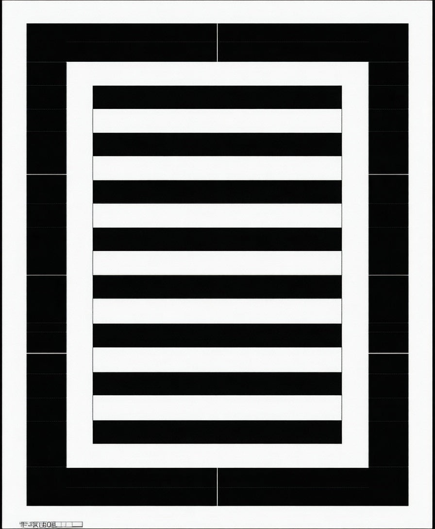 Chic Black White Striped Frame Rug
