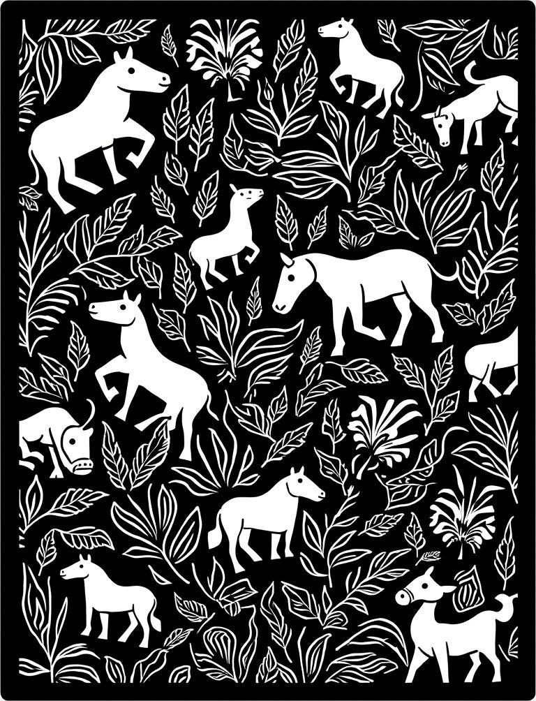 Chic Equine Floral Pattern Design Rug