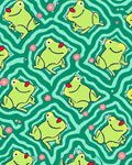 Playful Froggy Pattern with Wavy Lines Rug