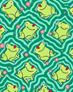 Playful Froggy Pattern with Wavy Lines Rug