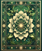 Intricate Emerald Floral Mandala Design Rug