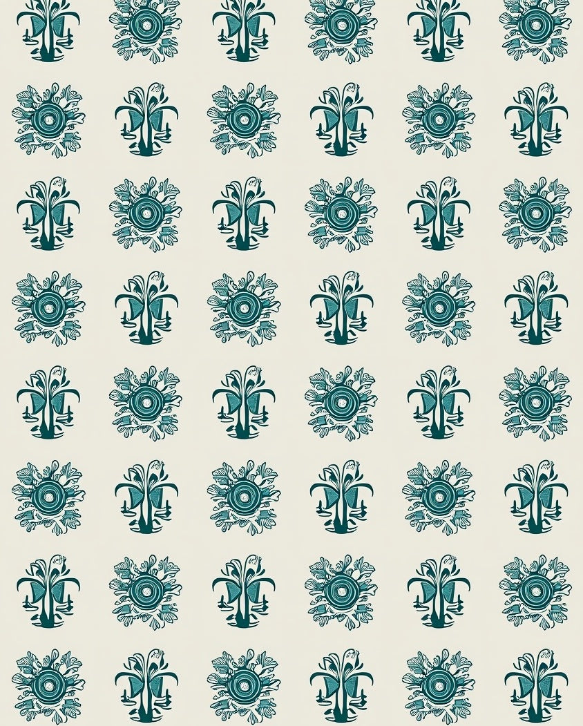 Teal Floral medallion Motif Design Rug