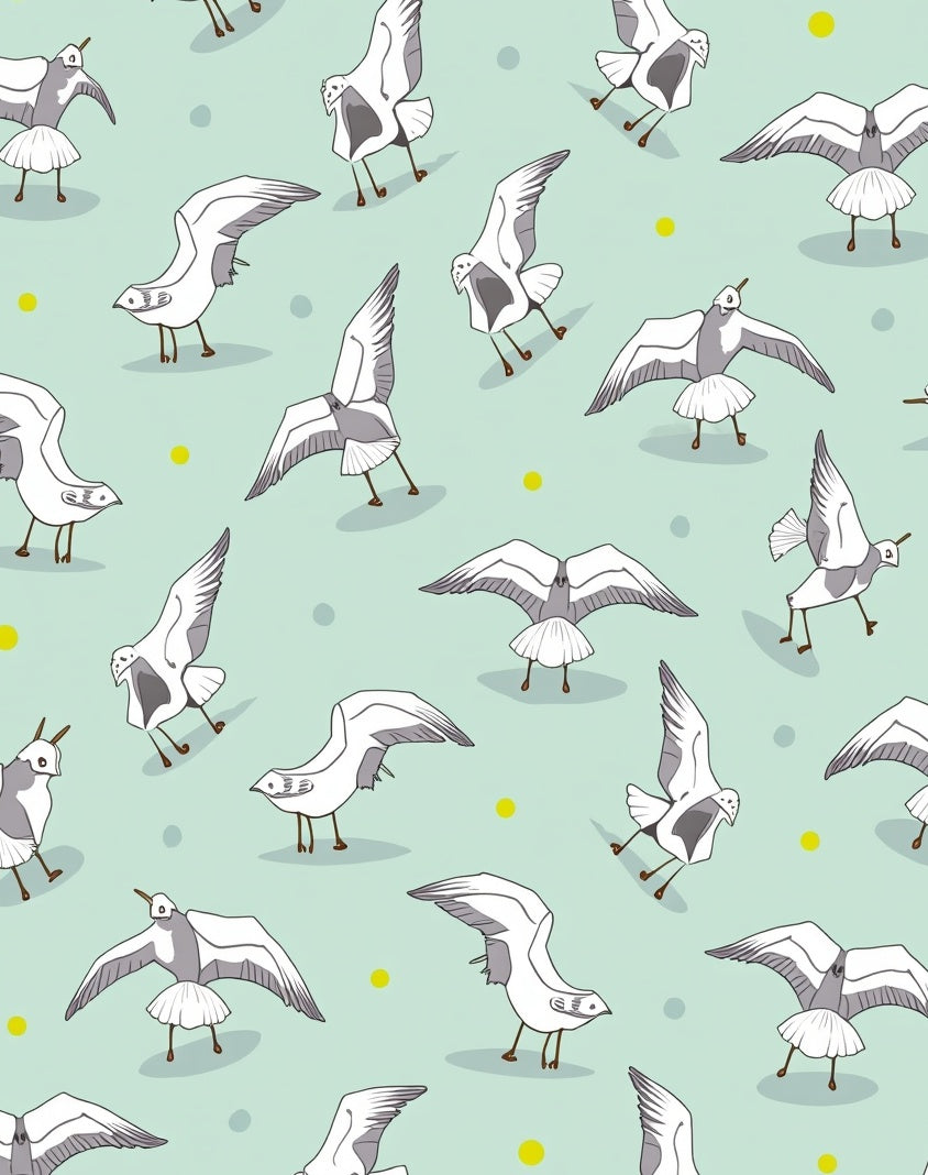 Whimsical Seagull Flight Pattern Design Rug