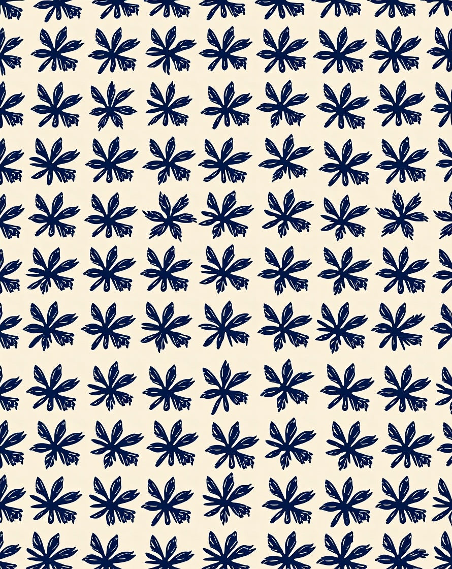 Navy Starburst Floral Pattern Rug