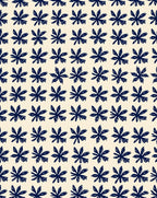 Navy Starburst Floral Pattern Rug