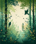 Enchanted Forest Scene With Birds Rug