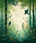Enchanted Forest Scene With Birds Rug