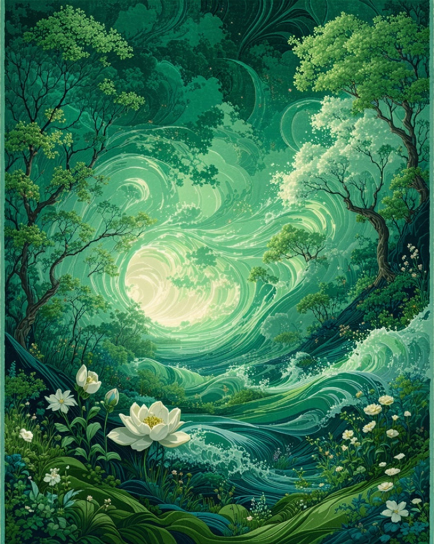 Enchanted Forest Water Flow Design Rug