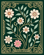 Floral Vine With Delicate Petals Art Rug