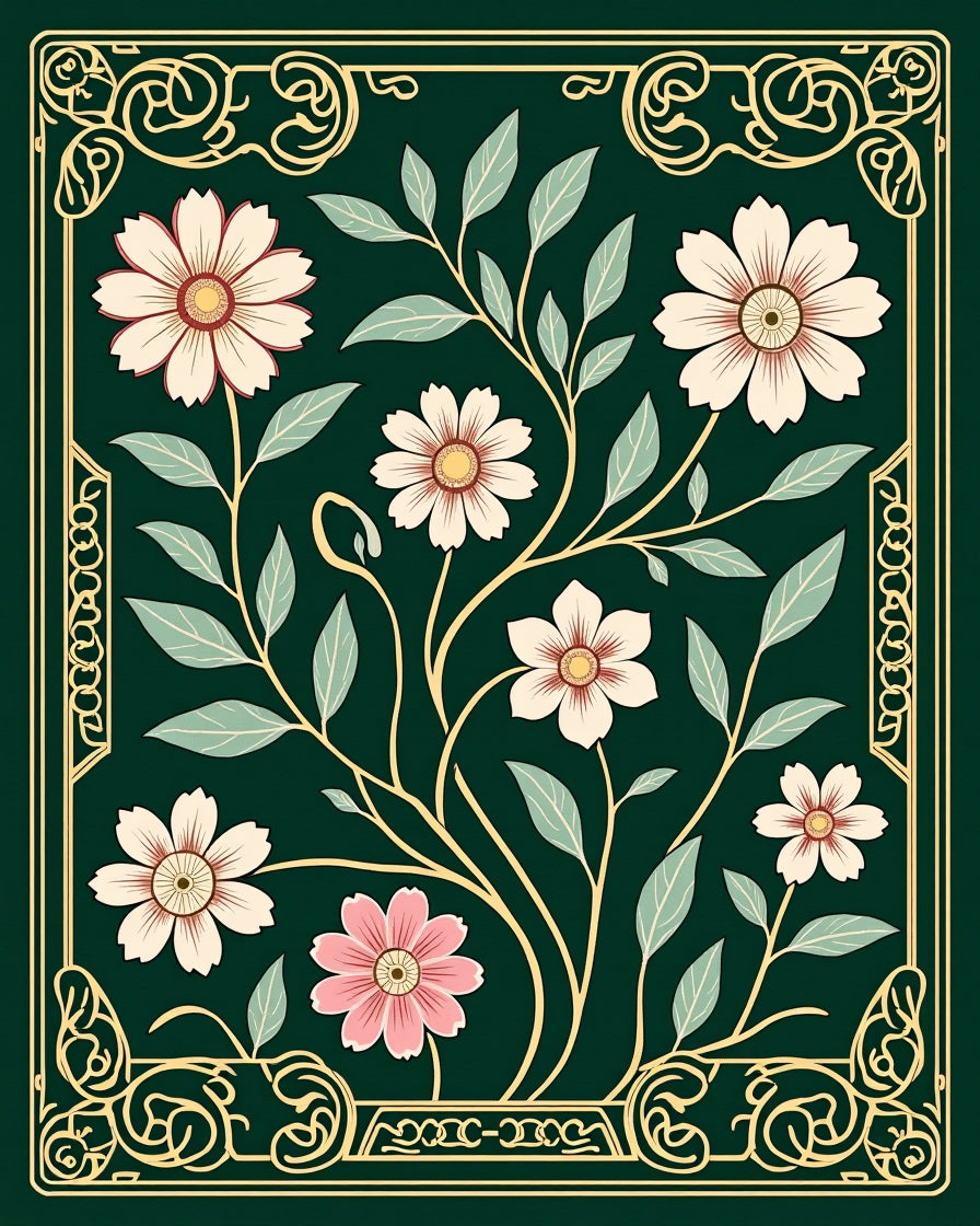 Floral Vine With Delicate Petals Art Rug