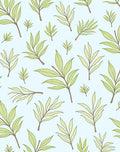 Light Green Leafy Branch Pattern Rug