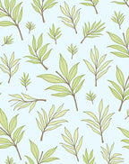 Light Green Leafy Branch Pattern Rug