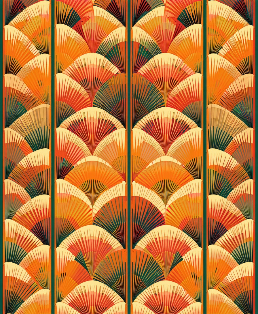 Art Deco Style Fan Pattern Rug