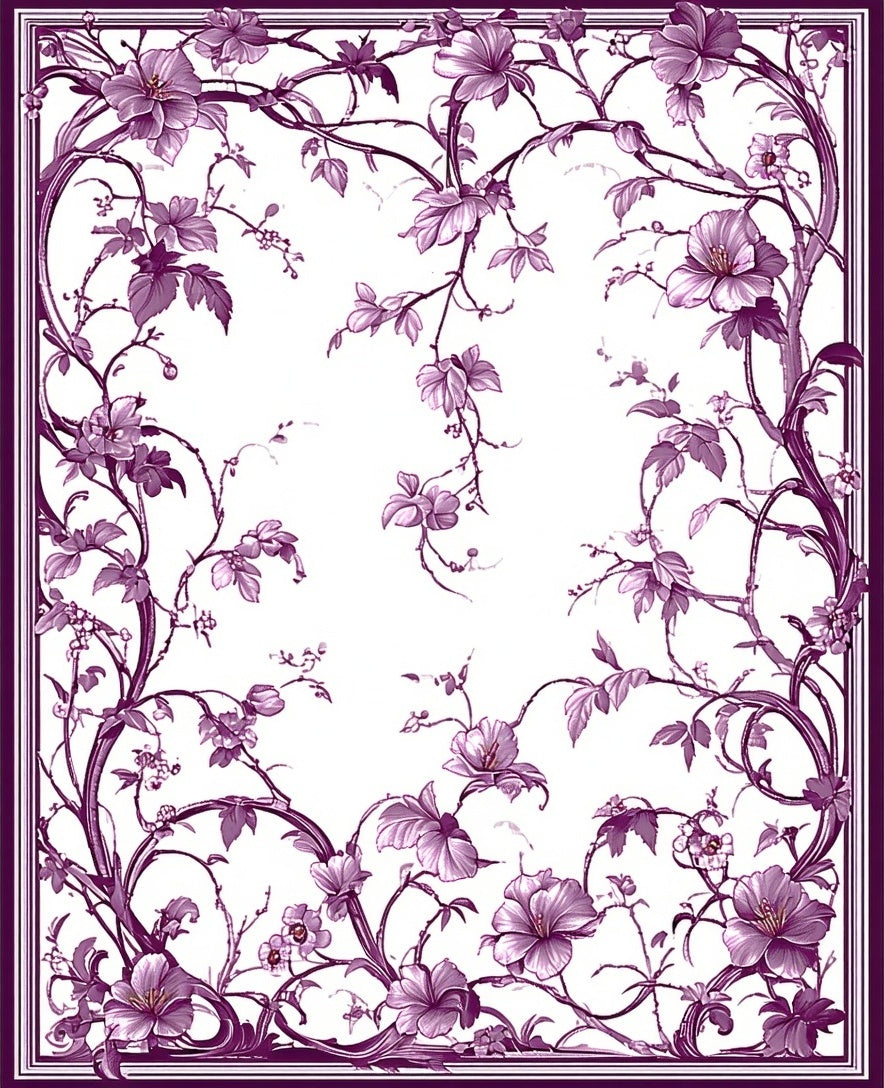 Elegant Plum Floral Vine Art Rug