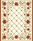 Floral Golden Lattice Rose Design Rug