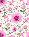 Whimsical Pink Floral Branch Pattern Rug